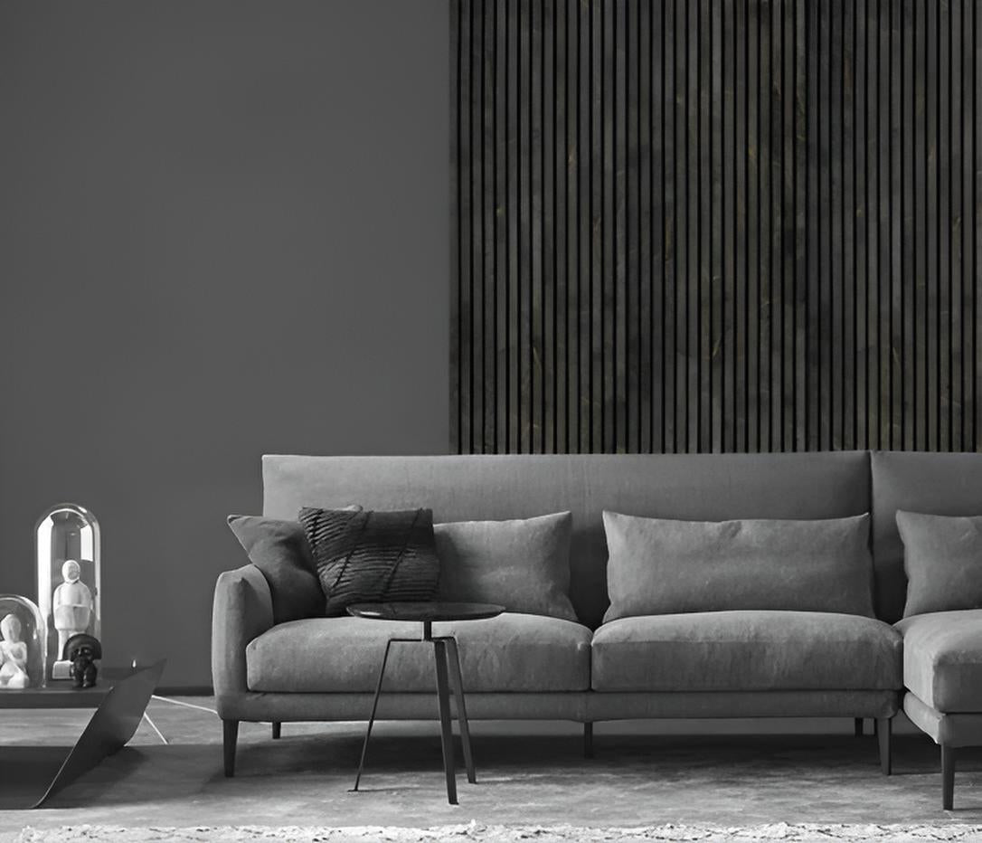 Akustik-Lamellenwandpaneel, Schwarz-Gold-Marmor (240cm X 60cm)