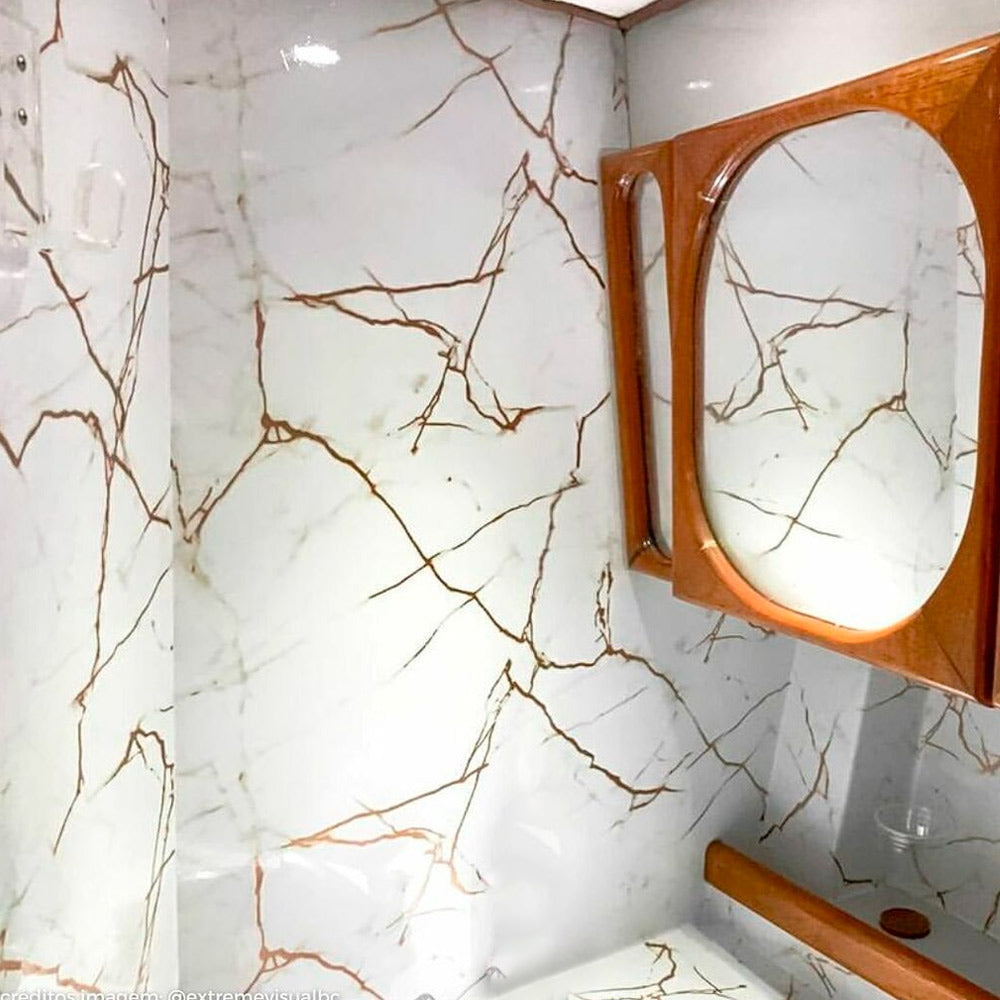 Selbstklebefolie für Spüle und Arbeitsplatte Alltak Decor Calacatta Oro Marmor – Glänzend