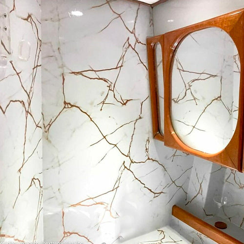 Selbstklebefolie für Spüle und Arbeitsplatte Alltak Decor Calacatta Oro Marmor – Glänzend