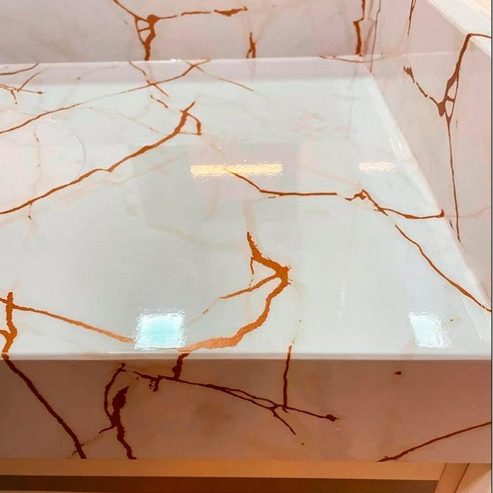 Selbstklebefolie für Spüle und Arbeitsplatte Alltak Decor Calacatta Oro Marmor – Glänzend