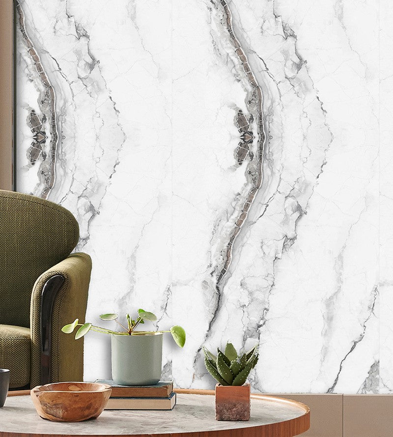 Flexibler dekorativer Wandbelag mit weißem Marmoreffekt 90 × 60 cm