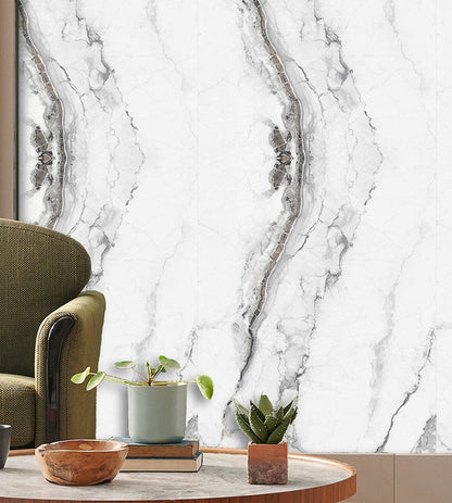 Flexibler dekorativer Wandbelag mit weißem Marmoreffekt 90 × 60 cm