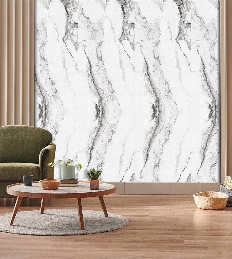 Flexibler dekorativer Wandbelag mit weißem Marmoreffekt 90 × 60 cm